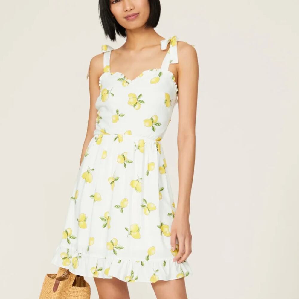 Slate and Willow Lemon Mini Dress SMALL Sundress Ruffle Vacation Tomatogirl $135